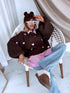 Knitted Sweater "CHOCOLATEY LOVE 7102" – Choco & Pink
